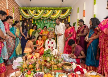 ஆடம்பரத்தை தவிர்த்த திரைப்படத் தயாரிப்பாளர் தீபன் பூபதி – நிவேதிதா கிரி திருமணம்!
